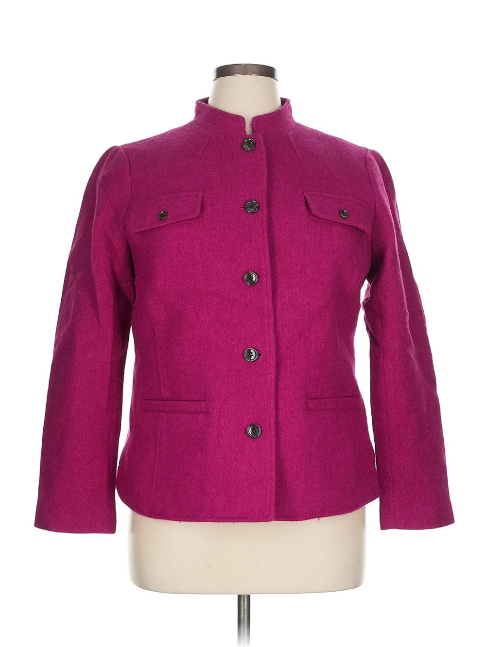 Talbots Women's Magenta Wool Button-Front Jacket